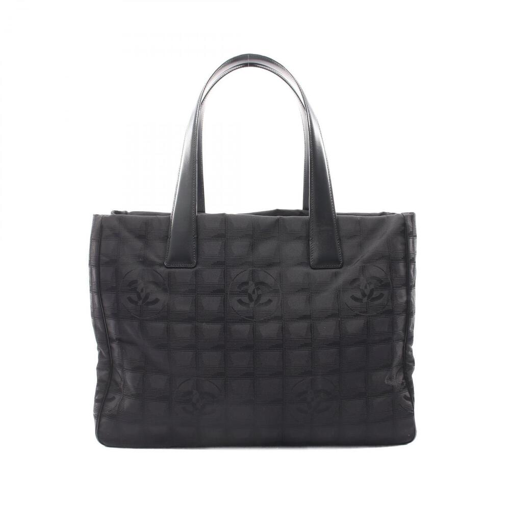 Chanel Travel Tote Bag Leather Canvas Black